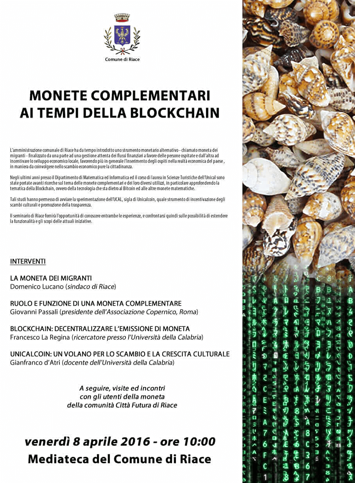 Studio La Regina - seminario "Monete Complementari ai tempi della Blockchain"